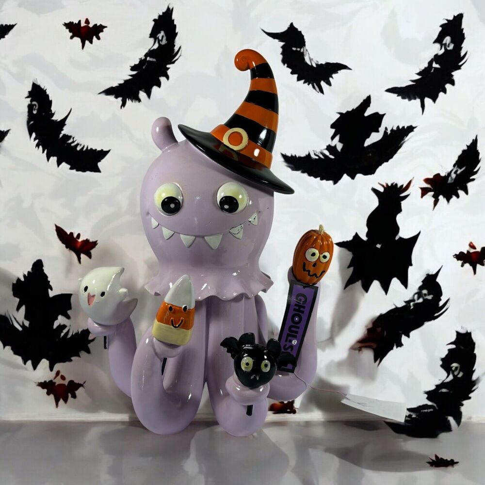Viral Ghoulish Halloween Squid Octopus Purple Candy Corn Popsicles Figure NWT